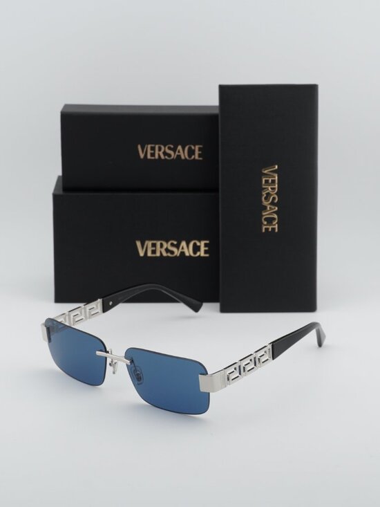 Versace VE2298 1001/80 Rectangle Sunglasses – Silver / Blue main image 4
